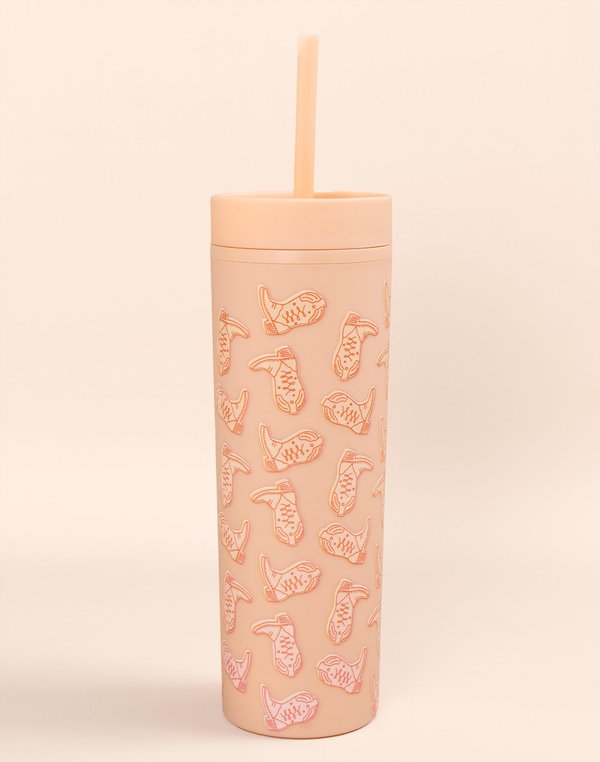 Western Cowgirl Boots Acrylic Tumbler - Peach, 1 of 1