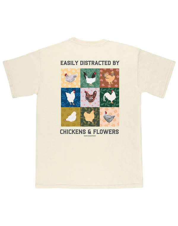 Chicken & Flowers Tee - Ivory, 1 of 5