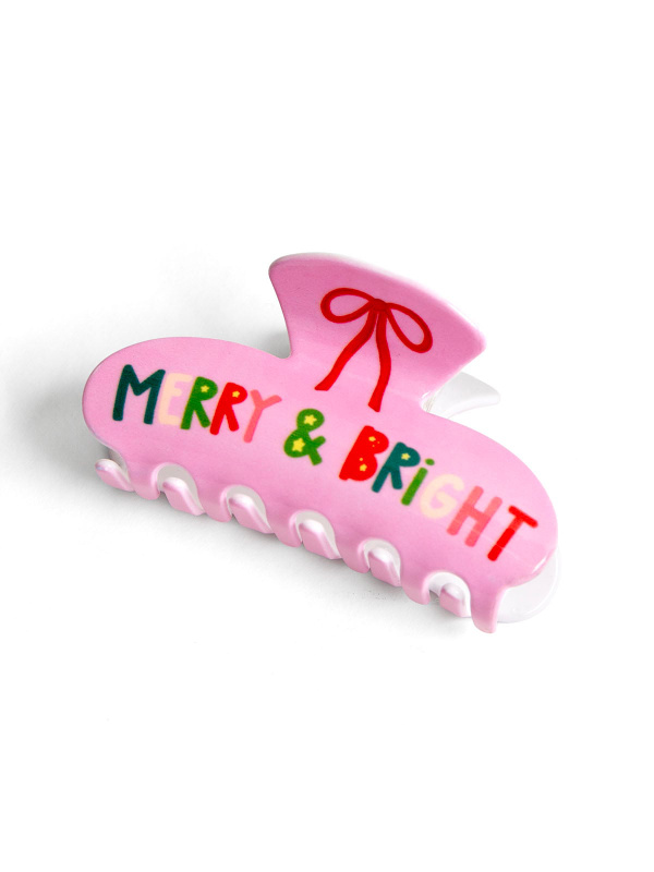Merry & Bright Coquette Bow Christmas Claw Hair Clip, 3 of 5
