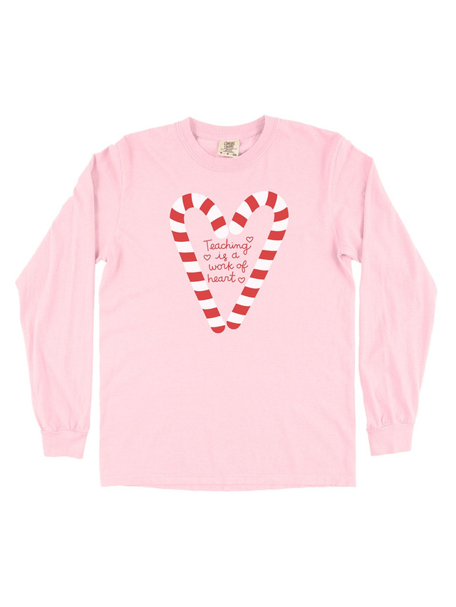 Teaching is a Work of Heart Candy Canes Long-Sleeve Tee, 4 of 4