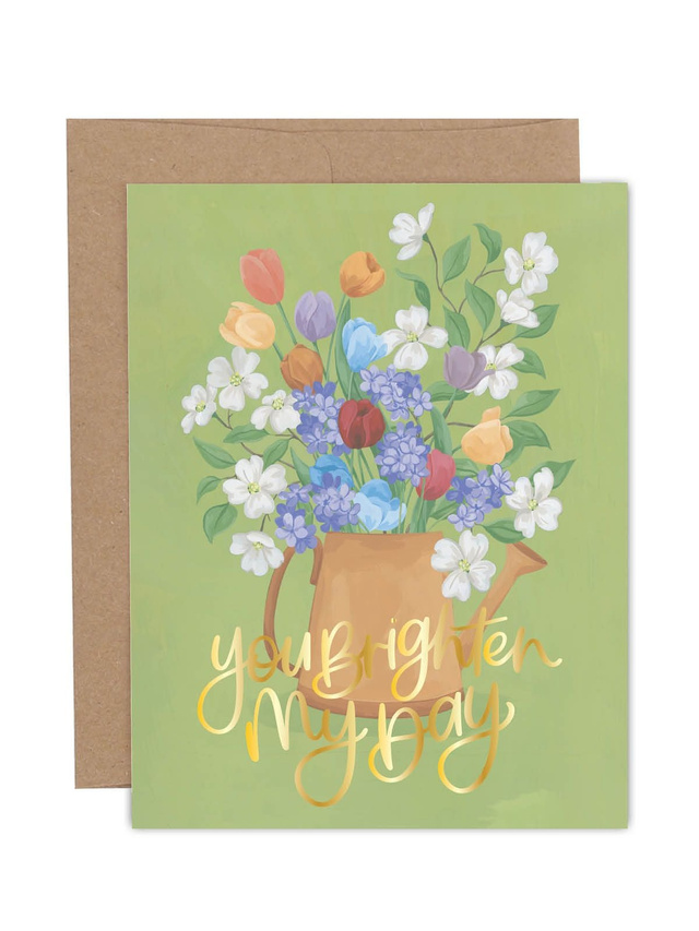 You Brighten My Day Floral Friendship Love Greeting Card, 1 of 1