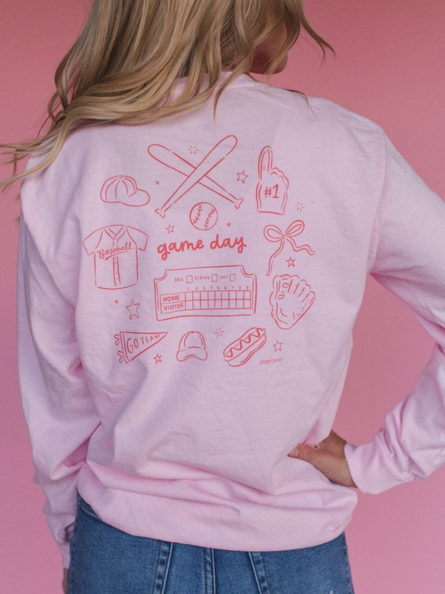Baseball Game Day Long-Sleeve Tee - Blossom, 1 of 4