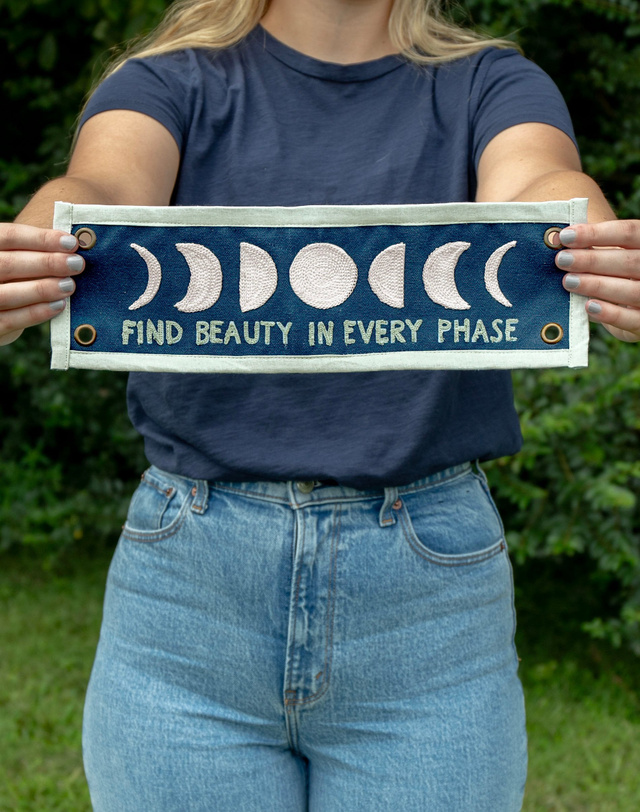 Find Beauty Embroidered Canvas Banner, 1 of 4