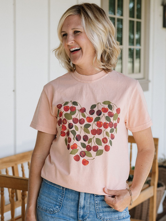 Cherry Grove Heart Tee - Peachy Pink, 1 of 4
