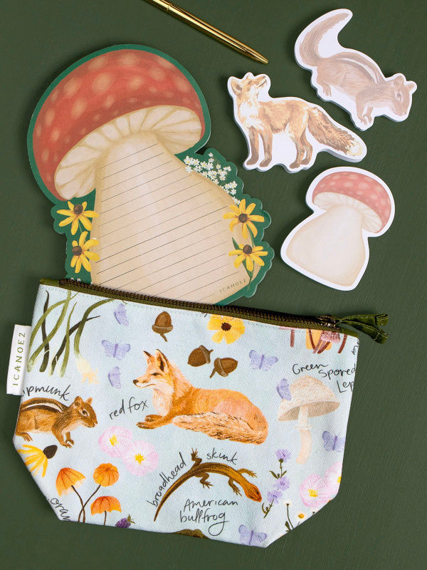 Flora & Fauna Canvas Pouch – Zippered Organizer, 2 of 3