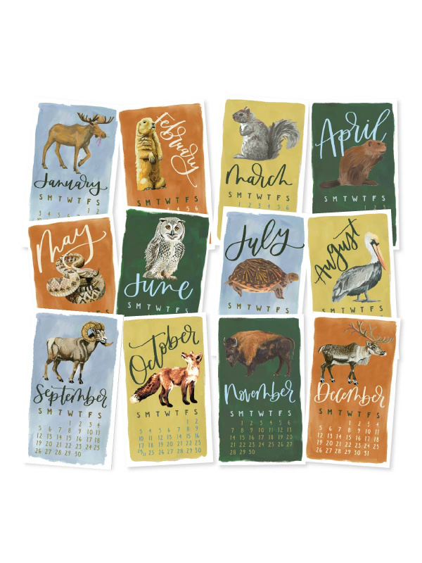 National Park Animals 2027 Mini Desk Calendar + Wooden Block, 10 of 10