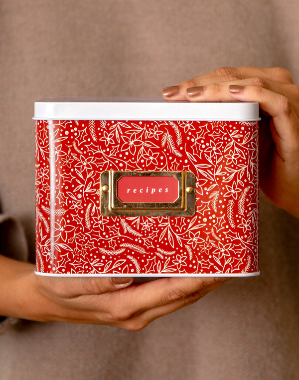Holiday Floral Tin Recipe Box, 4 of 7