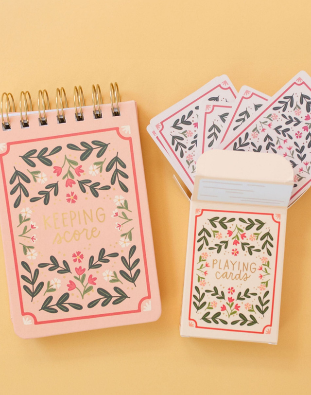 Floral Game Night Set of Playing Cards + Scorekeeping Notebook, 4 of 8