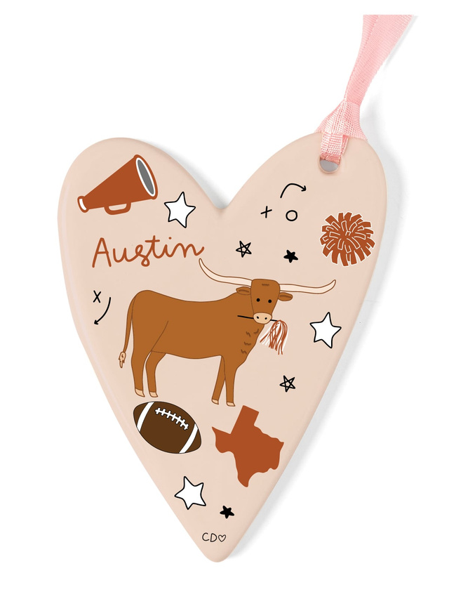 Austin Football Game Day Ceramic Christmas Ornament, 1 of 2