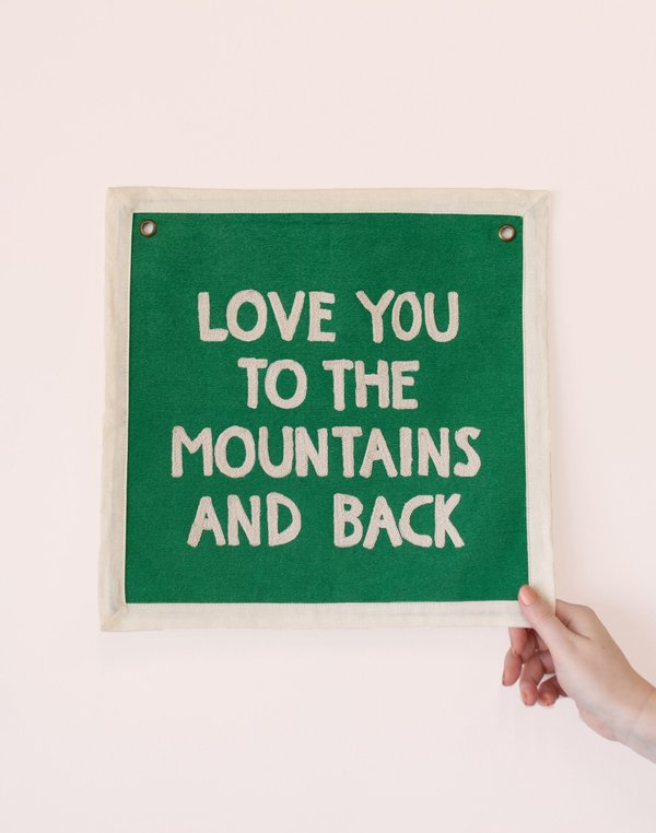 Mountains And Back Embroidered Canvas Banner, 6 of 6