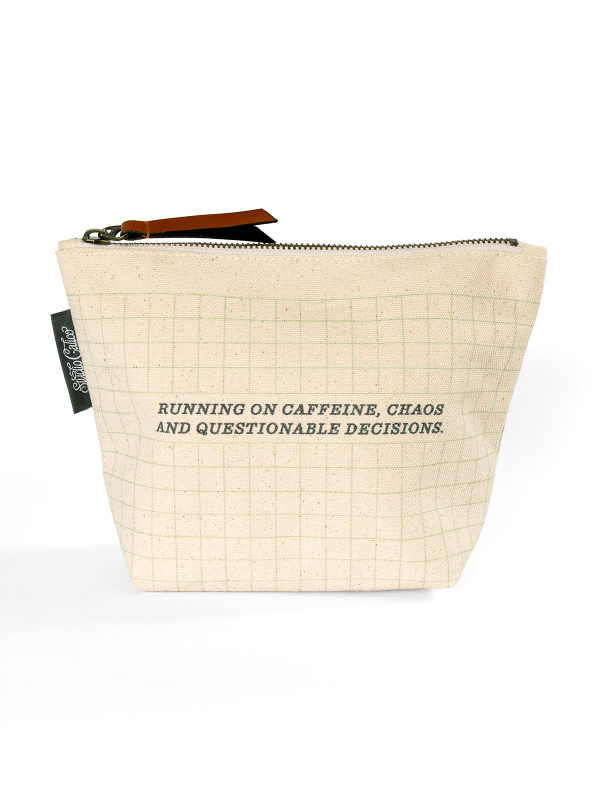 Caffeine & Chaos Zippered Canvas Pouch, 1 of 3
