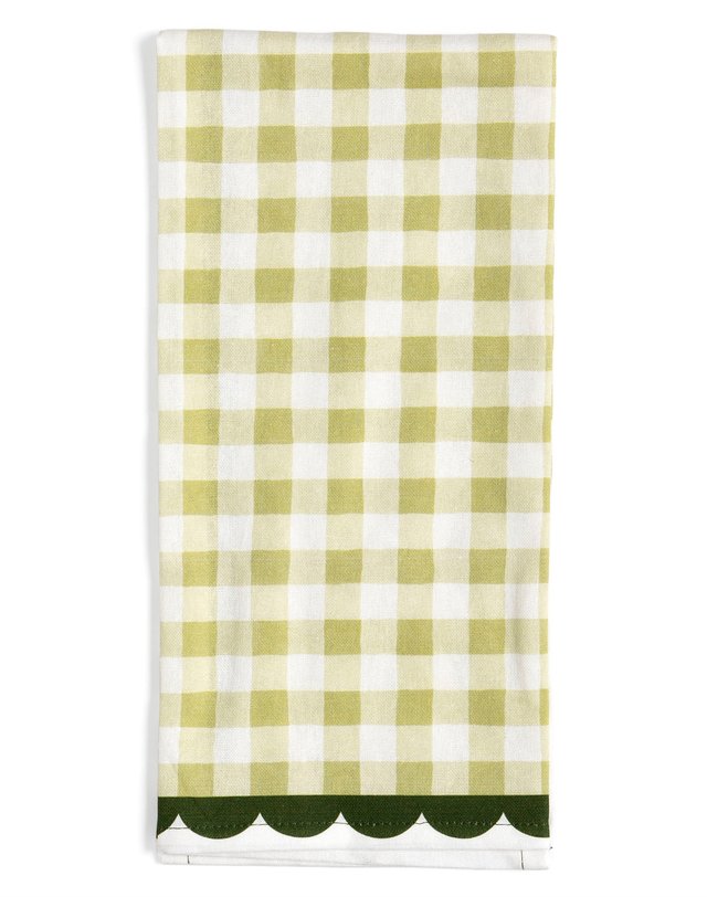 Green Gingham Scalloped Tea Towel, 1 of 11