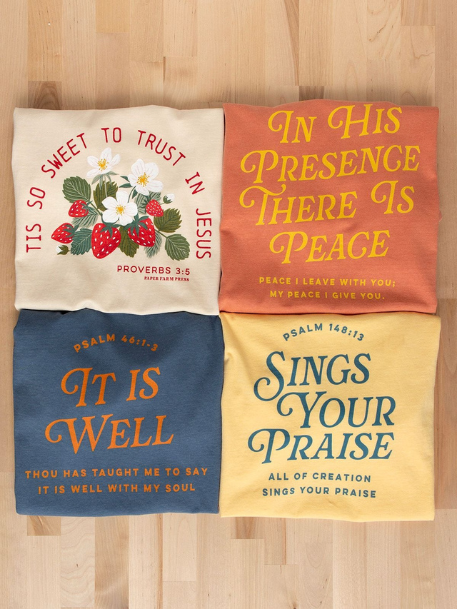 Tis So Sweet To Trust In Jesus Strawberry Faith Tee - Ivory, 4 of 5