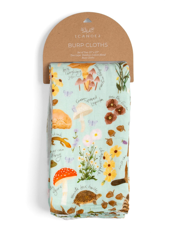 Flora & Fauna Baby Burp Cloths – Muslin Set of 2, 2 of 2