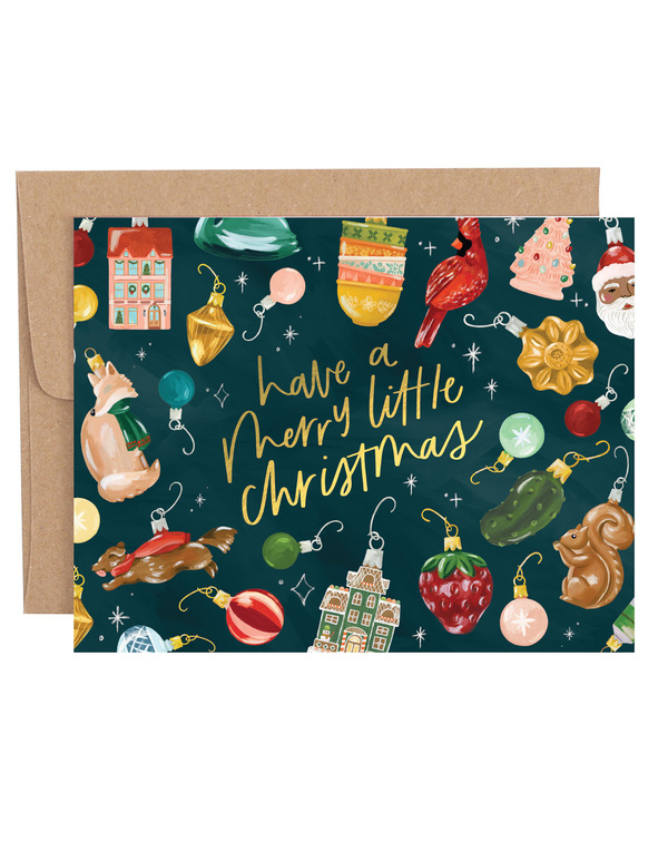 Merry Little Christmas Ornaments Holiday Greeting Card, 1 of 1