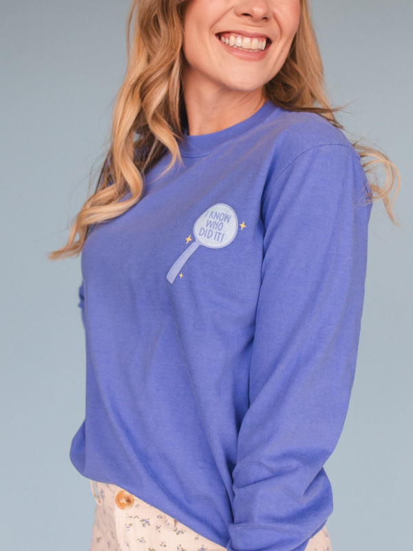 I Know Who Did It Mystery Reader Long-Sleeve Tee - Flo Blue, 3 of 6
