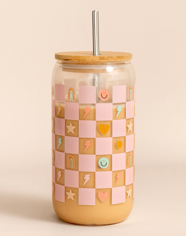 Checkerboard Icons Glass Can, 2 of 2