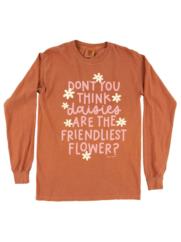 Daisies Are The Friendliest Flower Long-Sleeve Tee - Yam, 3 of 3