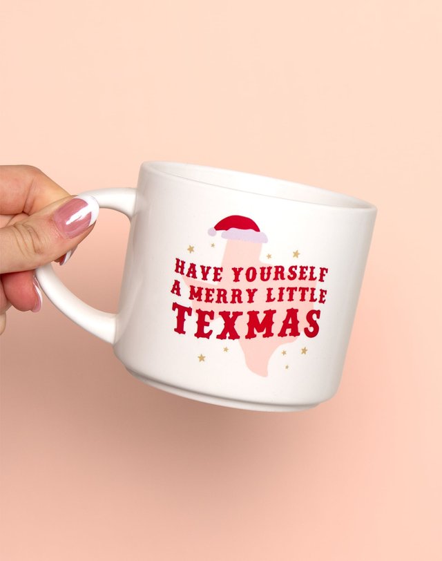 Merry Little Texmas Christmas Western Large Ceramic Mug, 1 of 3
