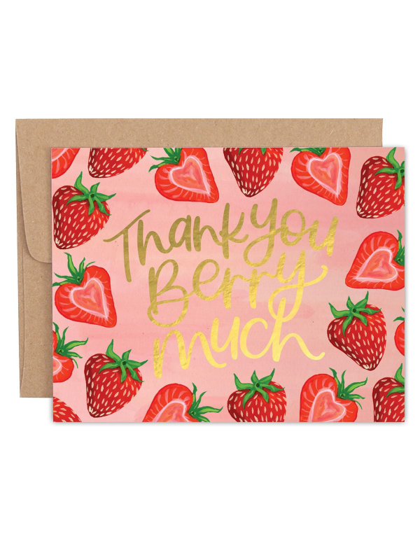 Thank You Berry Much Strawberries Greeting Card, 1 of 1
