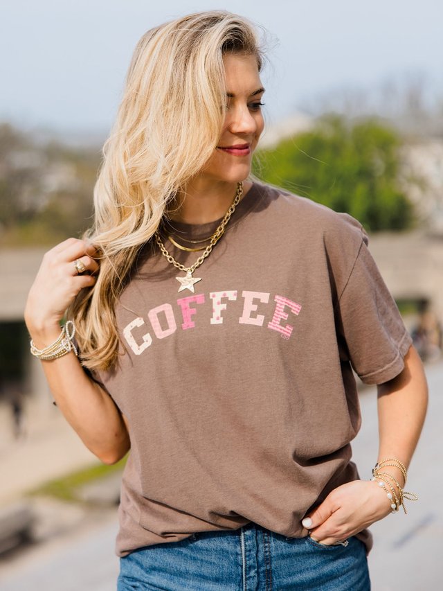 Coffee Quilted Letters Tee - Espresso, 2 of 4