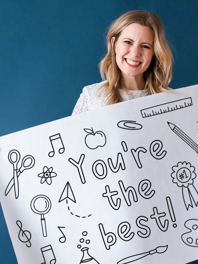 Digital Teacher Appreciation Posters + Coloring Pages	, 1 of 2