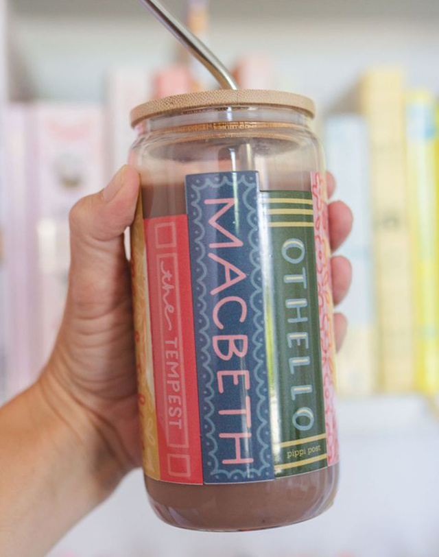 Shakespeare Books Glass Can, 1 of 4