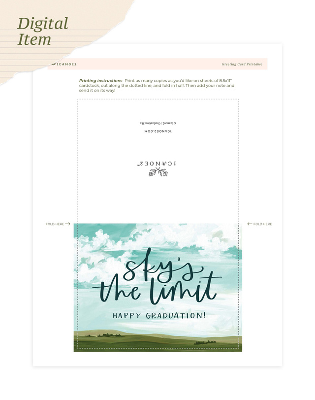 Digital Printable Graduation Sky Greeting Card, 1 of 1