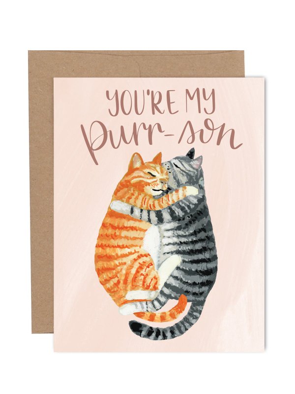 You're My Purr-son Cats Love + Friendship Greeting Card, 1 of 1