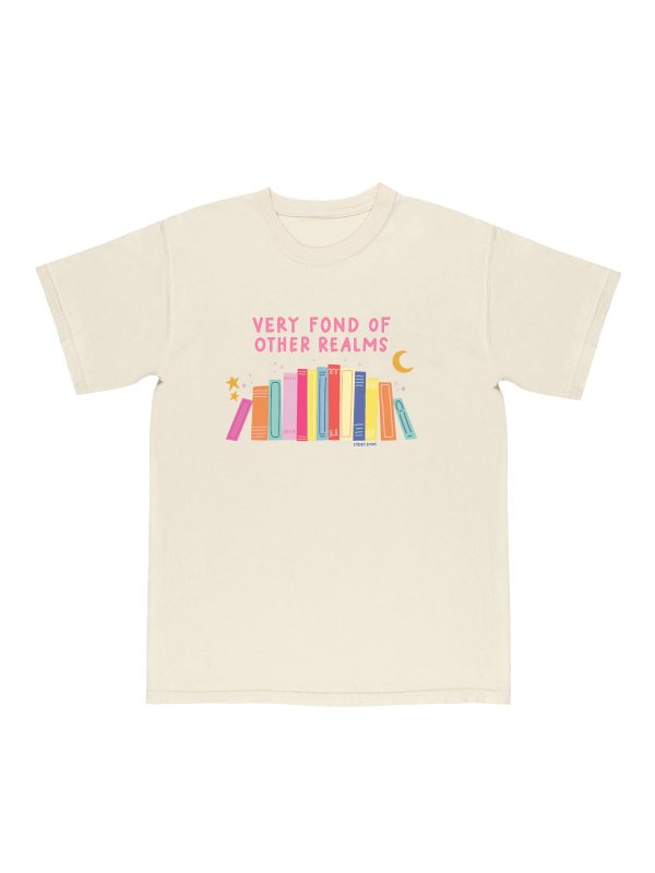 Very Fond of Other Realms Romantasy Bookshelf Tee - Ivory, 4 of 4