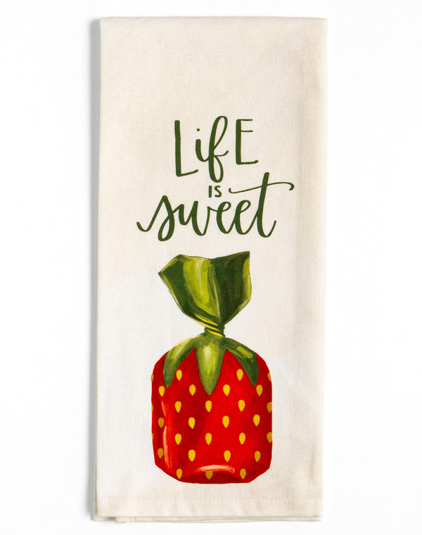 Life is Sweet Strawberry Candy Kitchen Towel, 3 of 3