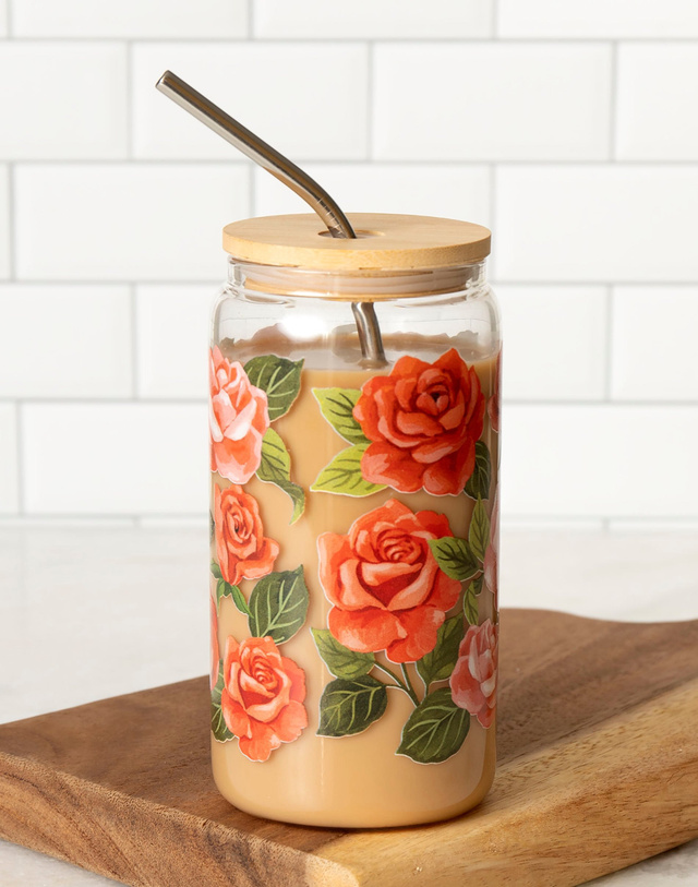 Roses Glass Can, 1 of 3