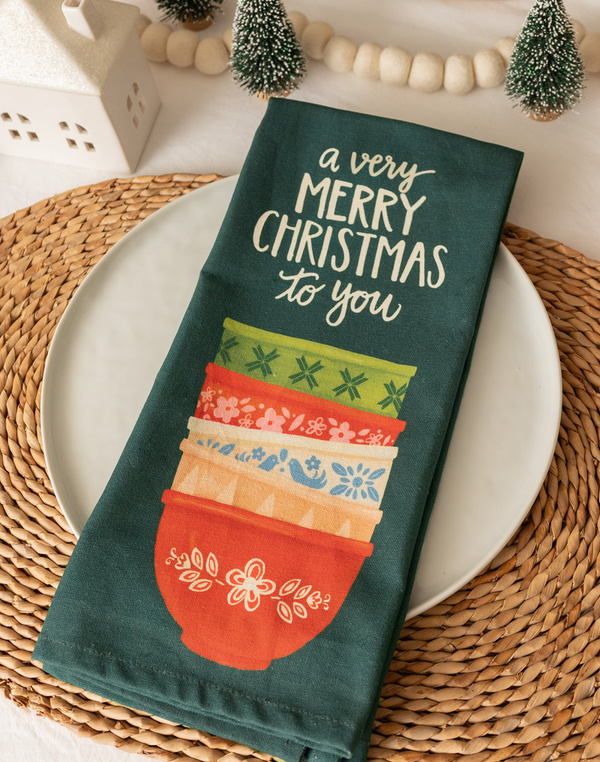 Merry Christmas Mixing Bowls Kitchen Towel, 3 of 4
