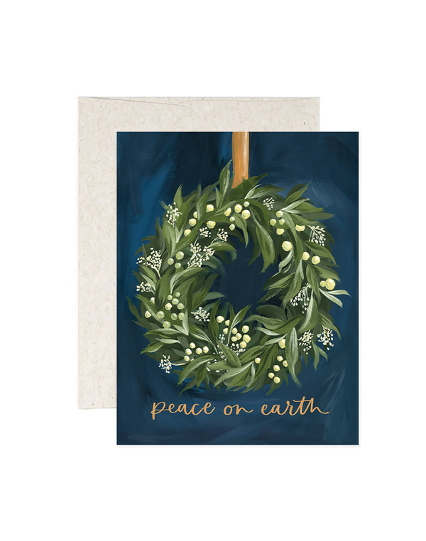 Wreath Peace Greeting Card, 1 of 1