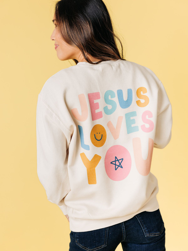 Jesus Loves You Sweatshirt - Ivory, 1 of 5