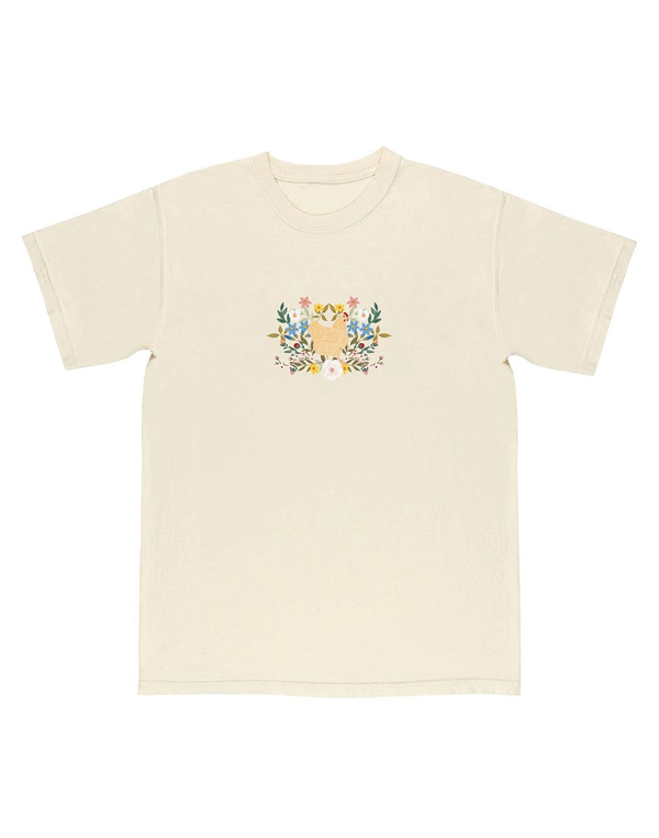 Chicken & Flowers Tee - Ivory, 2 of 5