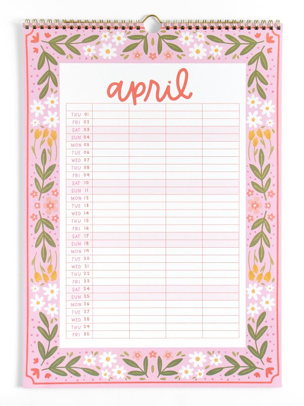 Family Planner 2027 Floral Spiral Hanging Wall Calendar, 10 of 10