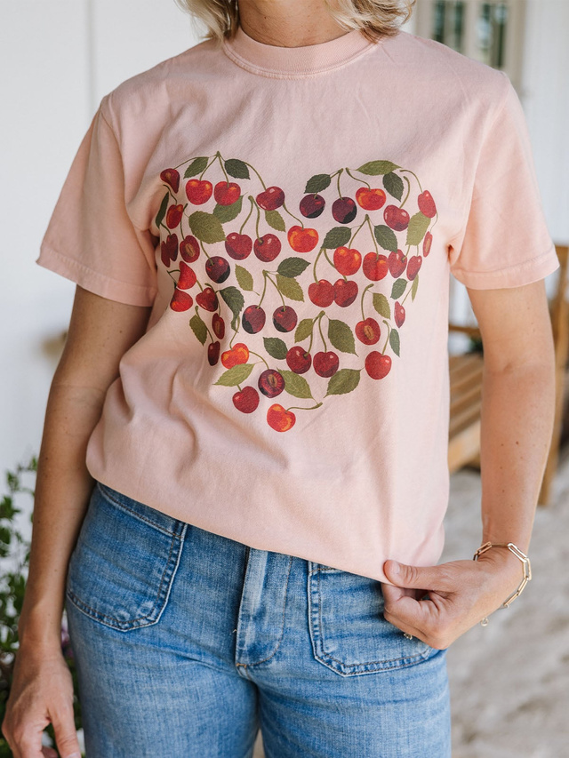 Cherry Grove Heart Tee - Peachy Pink, 2 of 4