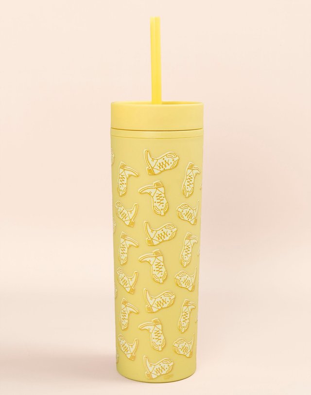 Western Cowgirl Boots Acrylic Tumbler - Yellow, 1 of 1
