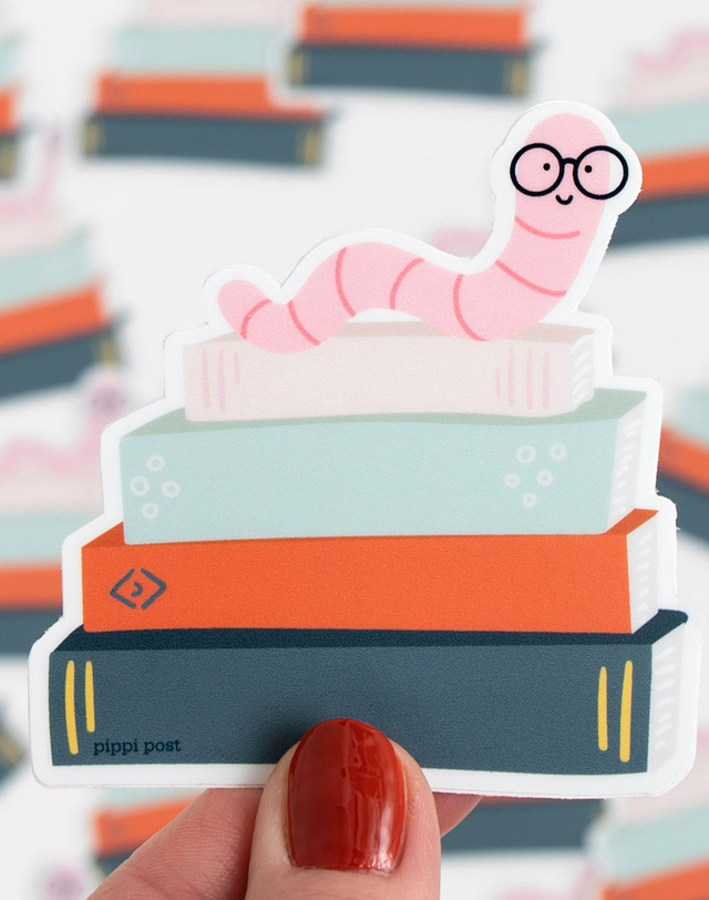 Bookworm Decal Sticker, 1 of 4