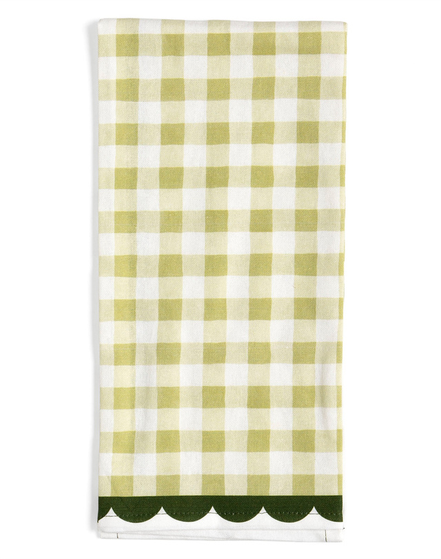 Green Gingham Scalloped Tea Towel, 1 of 11