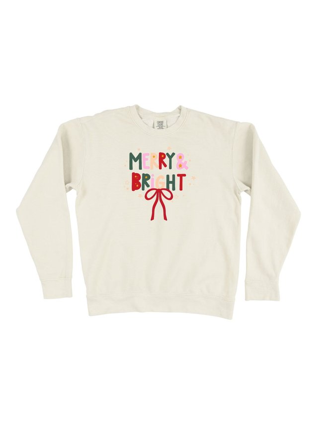 Merry & Bright Christmas Sweatshirt - Ivory, 1 of 1