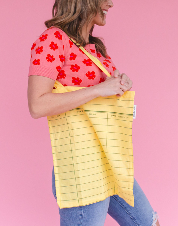 Yellow Library Card Lightweight Foldable Tote Bag, 1 of 6
