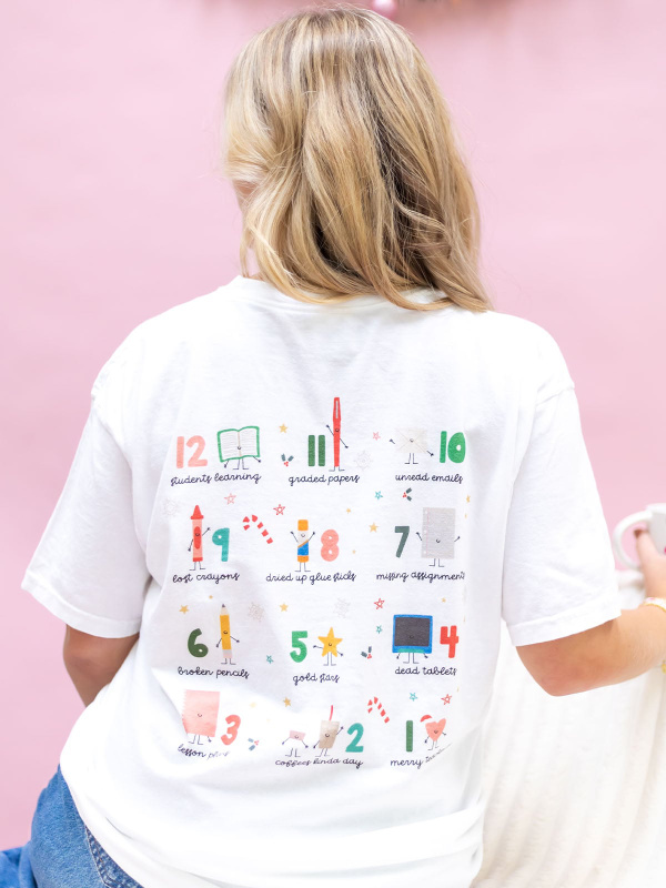 12 Days of Teaching Christmas Tee - White, 1 of 4