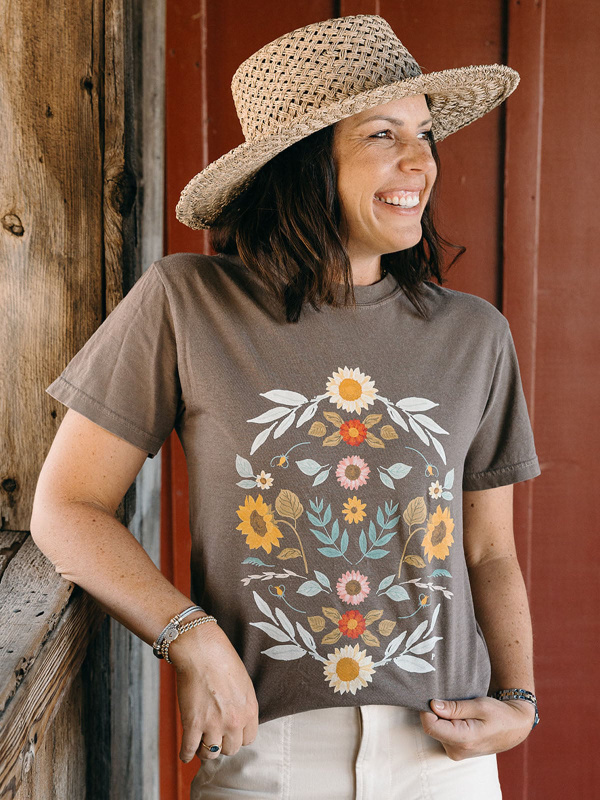 Harvest Floral Sunflowers Tee - Espresso, 1 of 4
