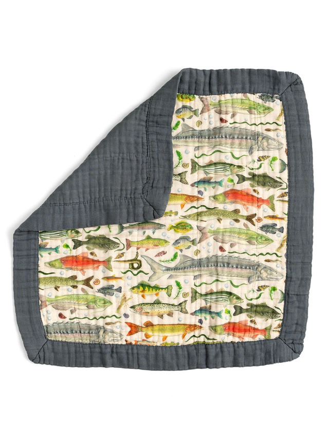 Freshwater Fish Baby Lovey Muslin Blanket, 1 of 2