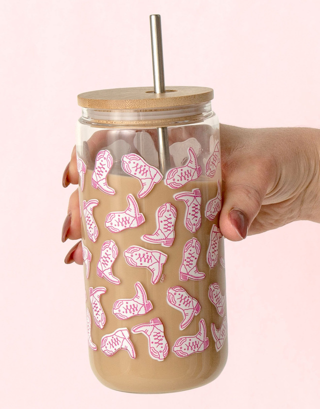 Western Cowgirl Boots Glass Can, 1 of 3