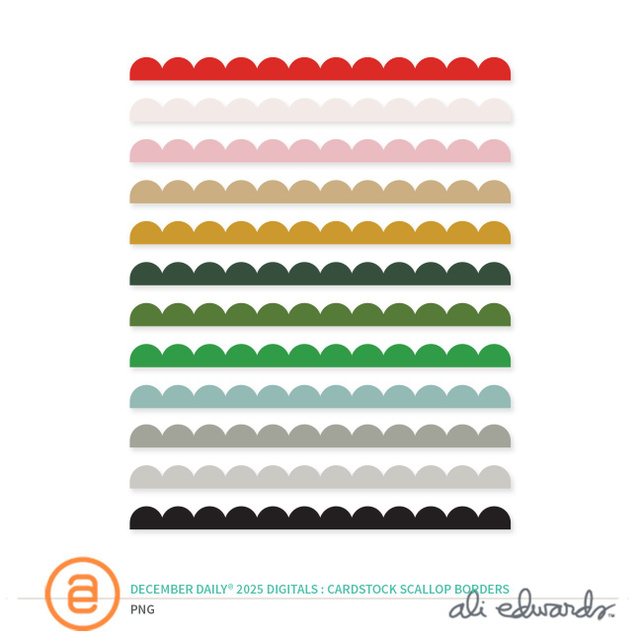 December Daily® 2025 Digital Cardstock Scallop Borders, 1 of 1