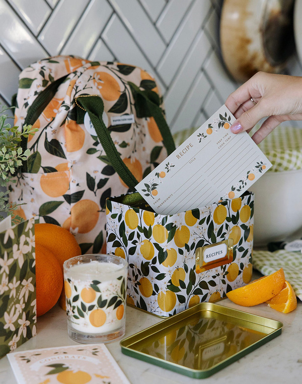 Orange Orchard Tin Recipe Box , 3 of 4