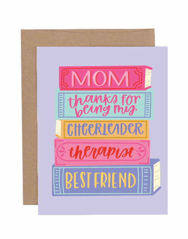 Mom Book Stack Greeting Card, 1 of 1